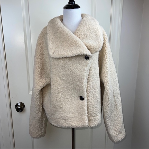 Free People Izzy Wrap Teddy Jacket Ecru Ivory - Picture 6 of 17